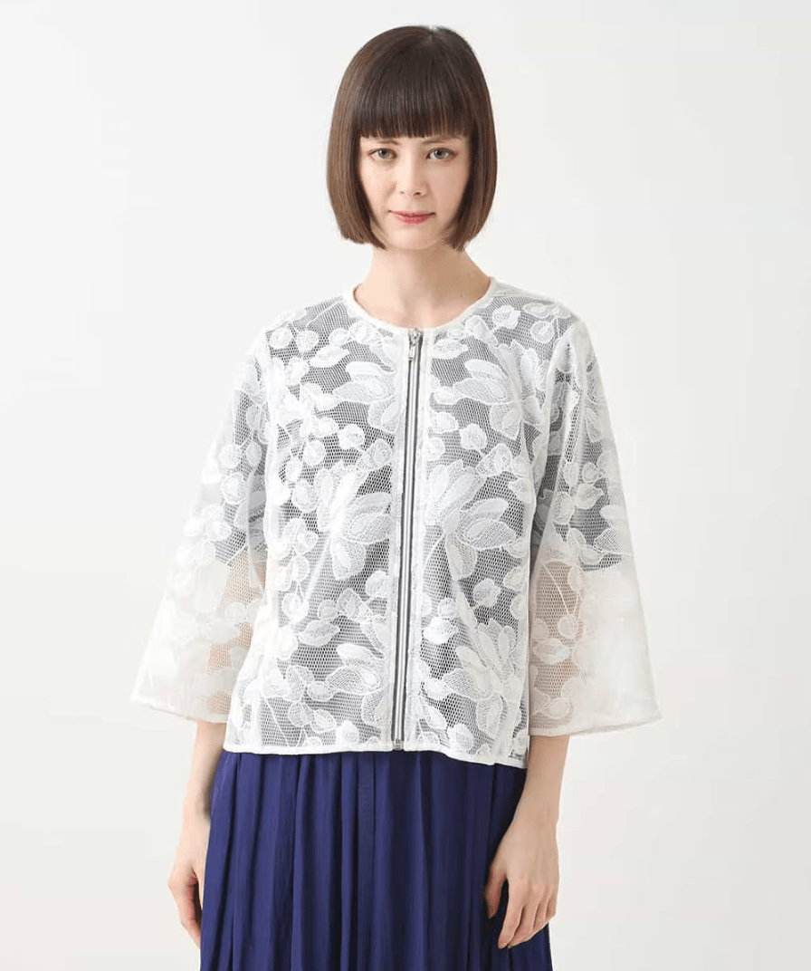 HIROKO BIS ダブルメッシュフラワー刺繍ジャケット