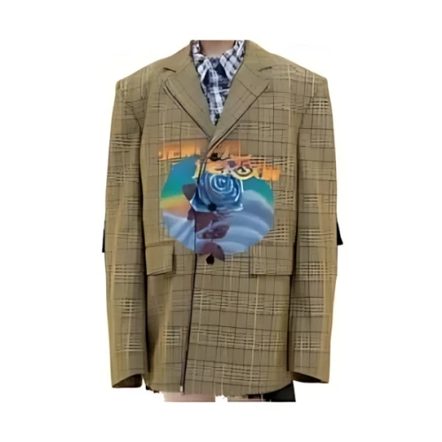 TENDER PERSON yellow check rose airbrush tailored jacket