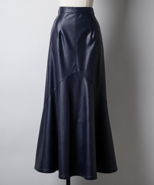 la belle Etude Faux leather long skirt