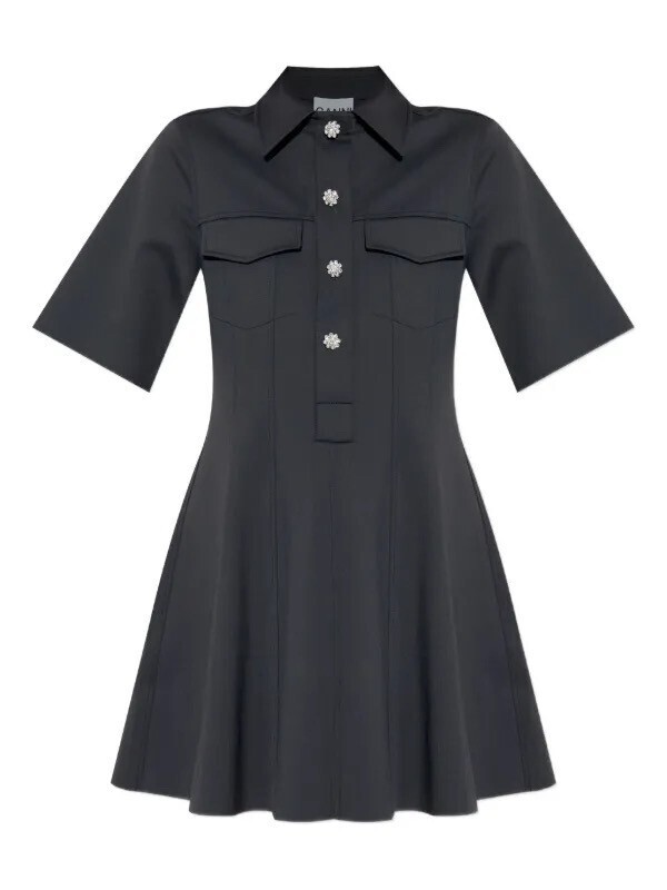 GANNI embellished short-sleeved mini day dress