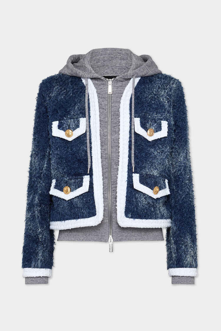 DSQUARED2 Denim Fur Hoodie Jacket