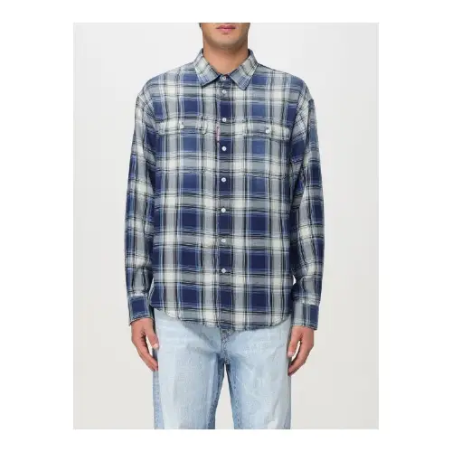 DSQUARED2 Washed Check Indigo Dropped Shoulder Shirt
