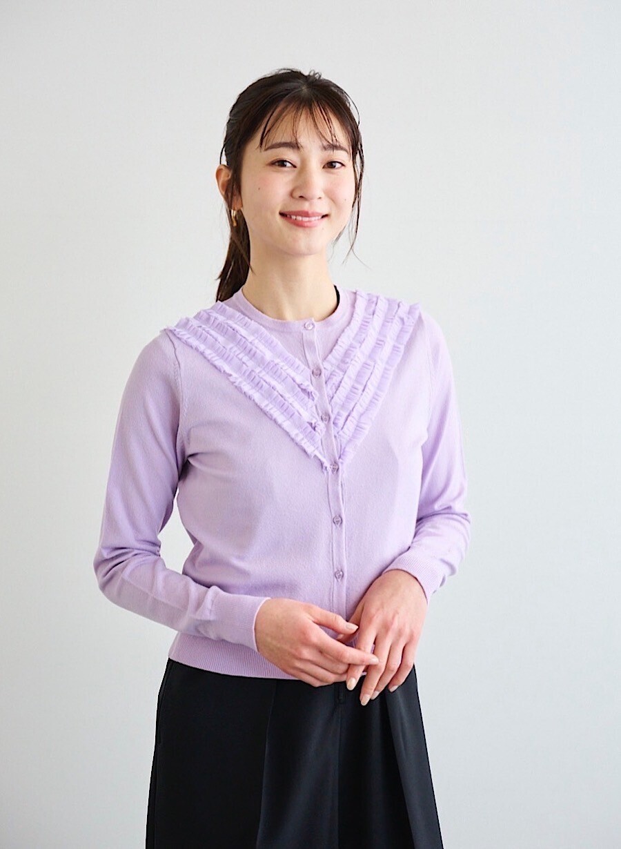 LOUNIE シフォンアクセントニットカーディガン