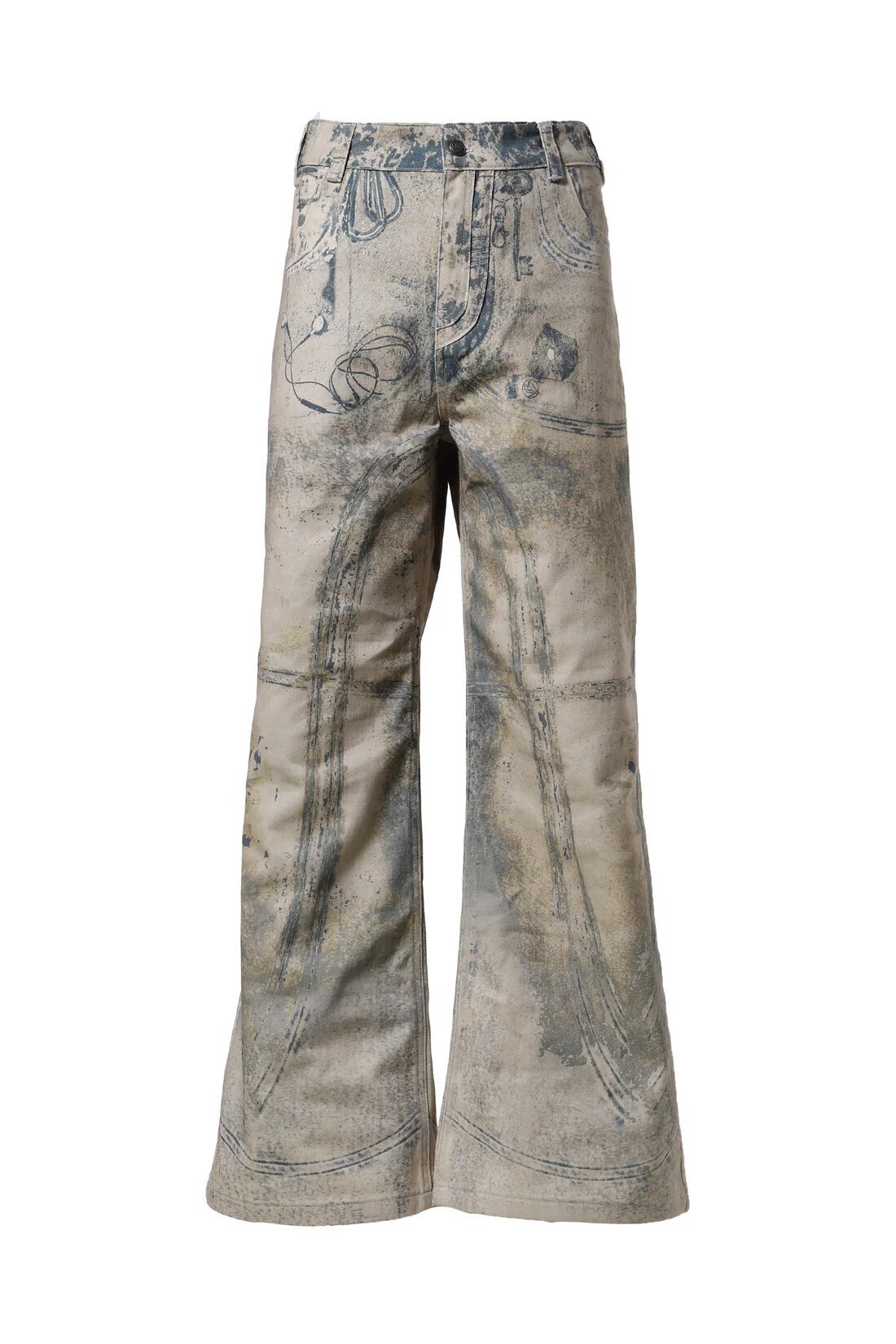 NO/FAITH STUDIOS PRINTED DENIM / BEI USED LOOK PRINTED