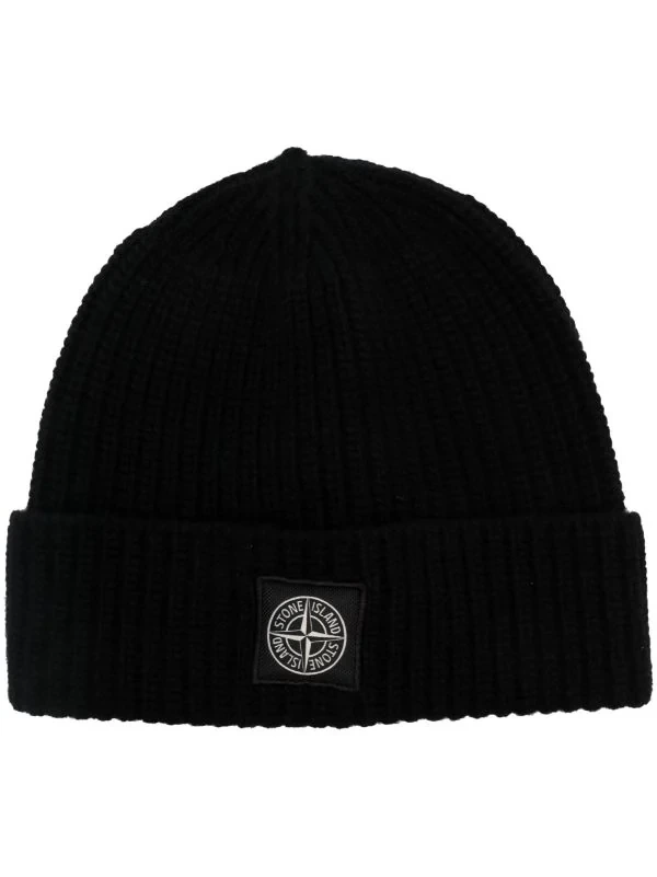 Stone Island ロゴパッチ リブビーニー