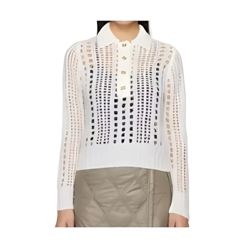 GANNI MOHAIR LACE POLO -WHITE-