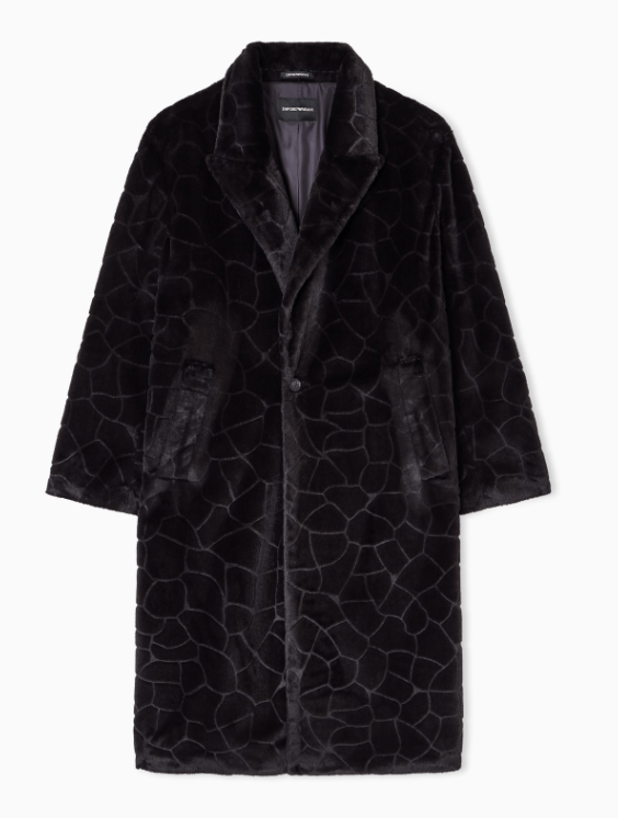 EMPORIO ARMANI シングルブレストコート エコファー クロコダイルインターシャ