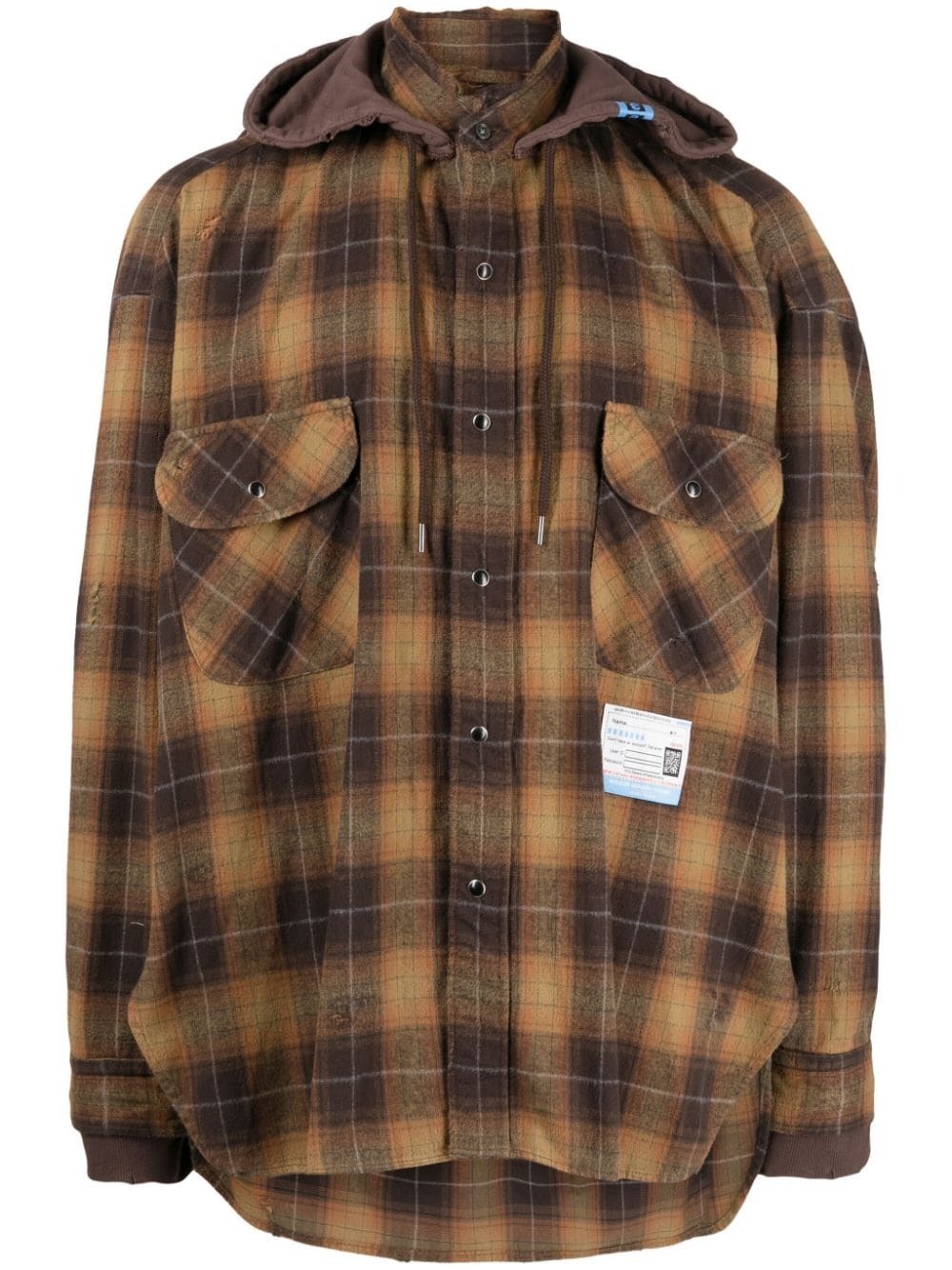 Maison Mihara Yasuhiro チェック フーデッド シャツ