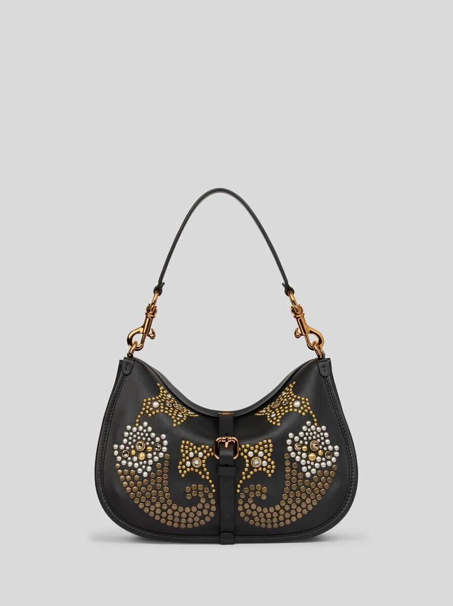 ETRO ペイズリー スタッズ レザー ポニー バッグ（ミディアム）