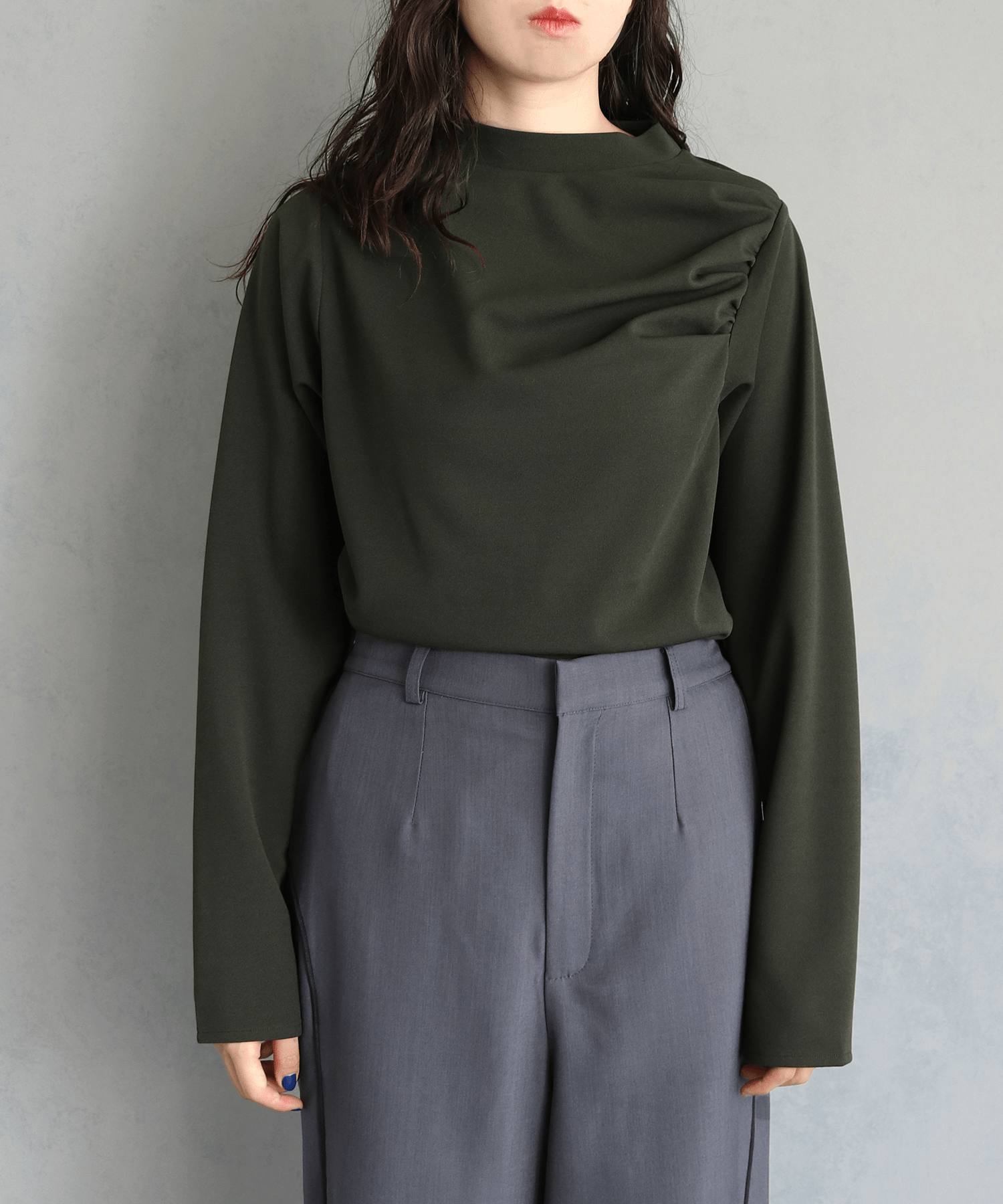 &g’aime HIGHNECK GATHER GEORGETTE TOPS/980-65104