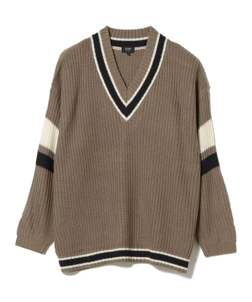 BEAMS HEART ビッグシルエット チルデンニット