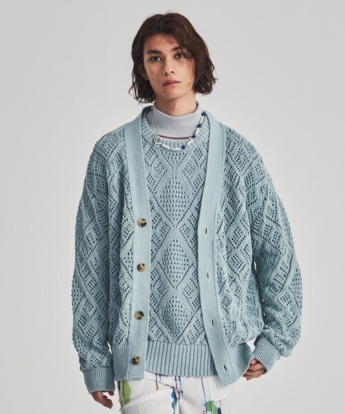 LiNoH CROCHETED LACE KNIT CARDIGAN