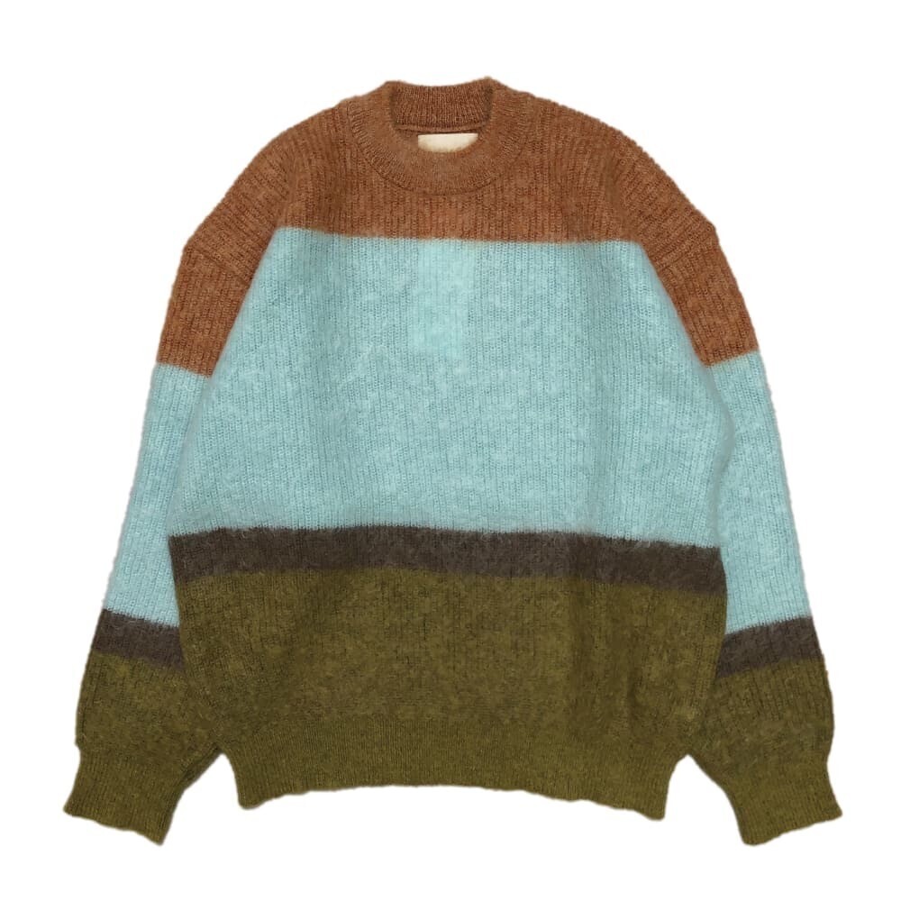 YOKE MOHAIR BORDER CREWNECK SWEATER