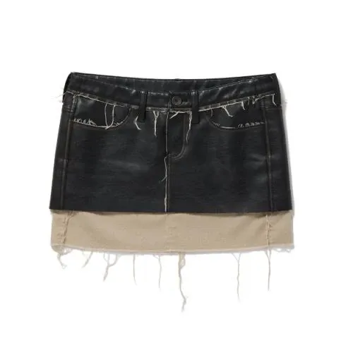 PERVERZE Washed Leather Mini Skirt