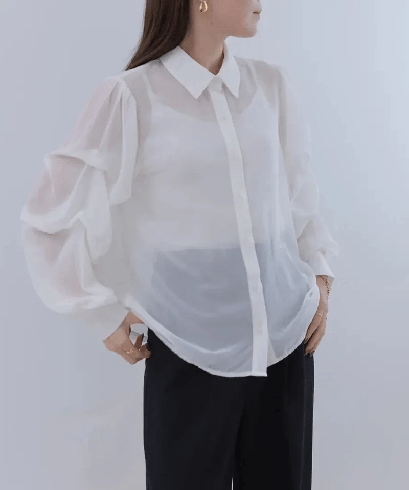 Jolie Mallette Shirring Sleeve Shirt