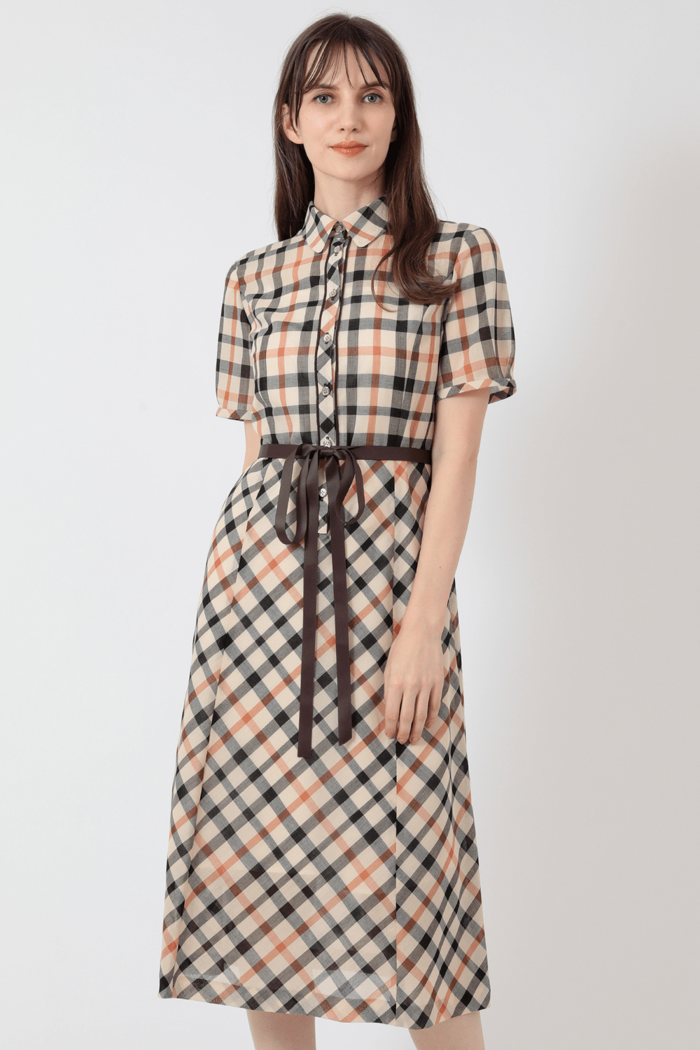 DAKS ウールボイルチェックワンピース