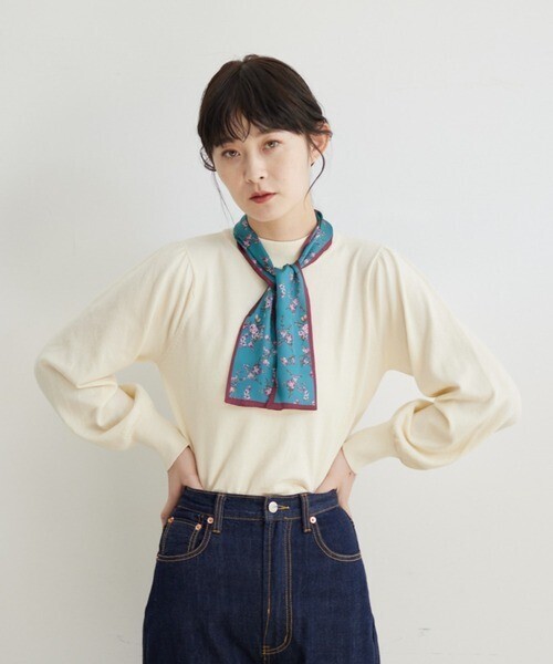 idem scarf × high neck knit/スカーフ付きハイネックニット