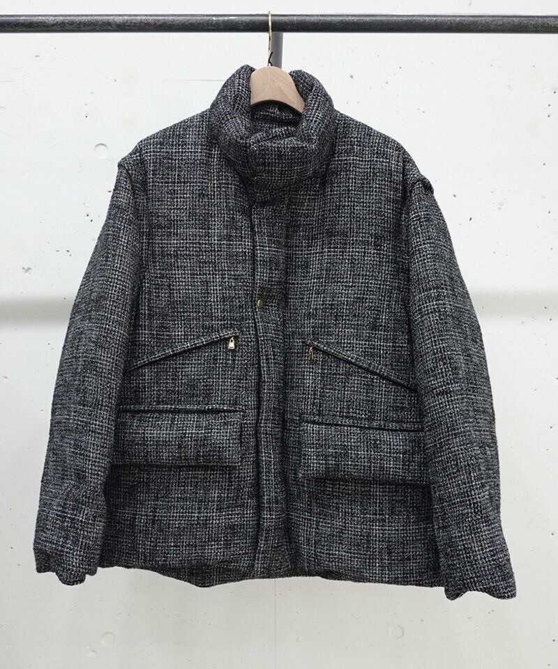 CULLNI Butcher Tweed Removable Sleeves Down Jacket