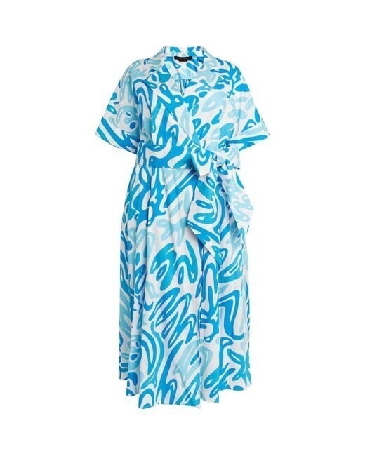 MARINA RINALDI Women's Blue Belted Maxi Wrap Dress