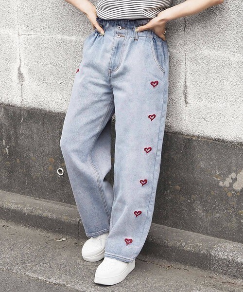 tiptop ハート刺繍ハイウエストパンツ