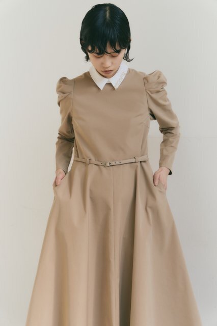 hue PUFF-LONGSLEEVE BELTED DRESS