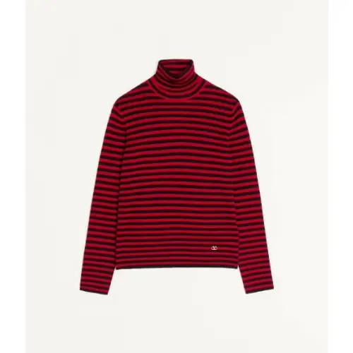 VALENTINO Vロゴパッチ ウール ハイネックニットプル