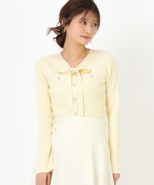 MISCH MASCH 配色ボウタイビジューニット