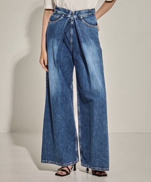 JOHN LAWRENCE SULLIVAN WASHED DENIM WIDE PANTS (SHORT LENGTH)/デニムワイドパンツ