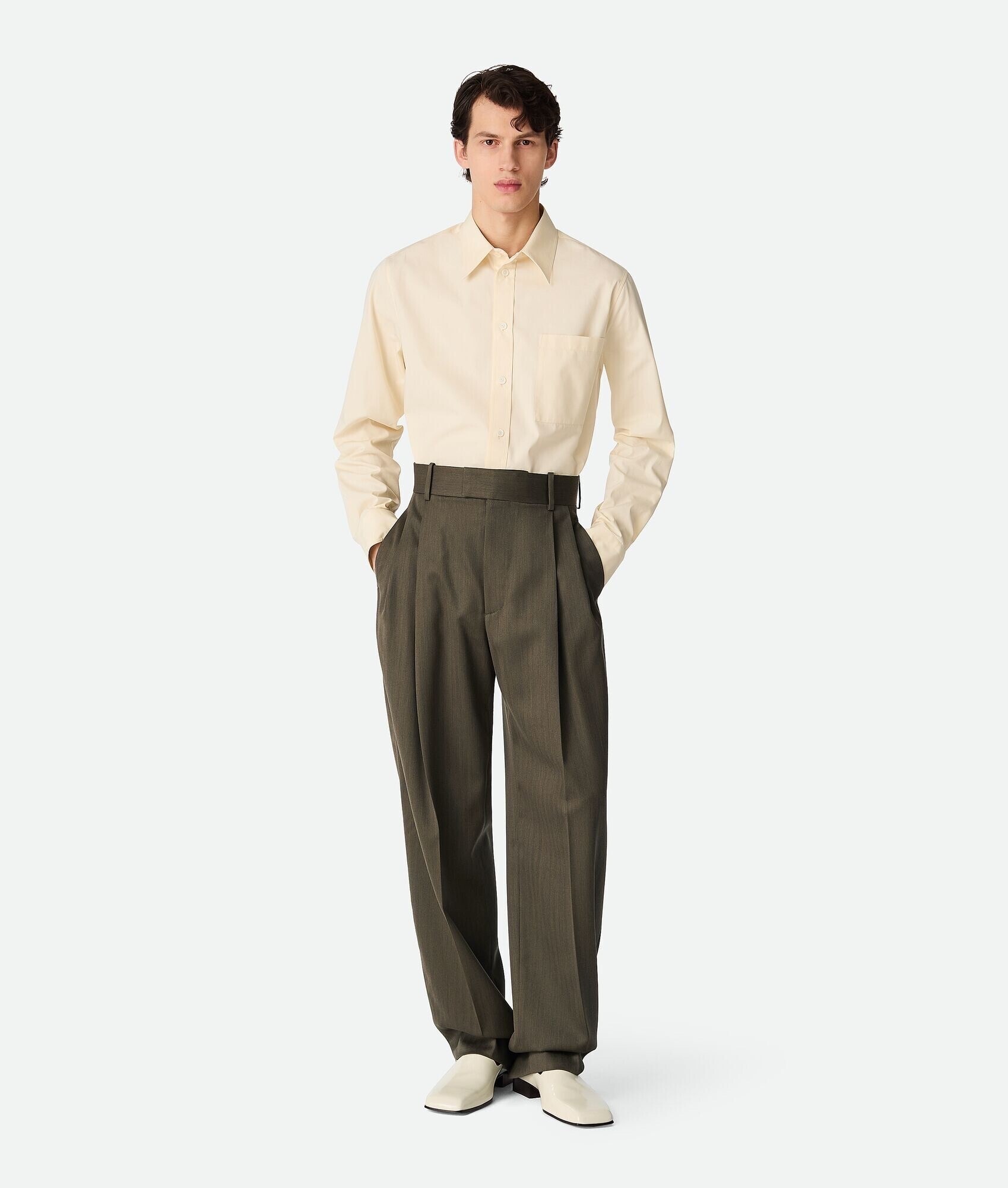 Bottega Veneta Wool Subtle Chevron Straight Trousers