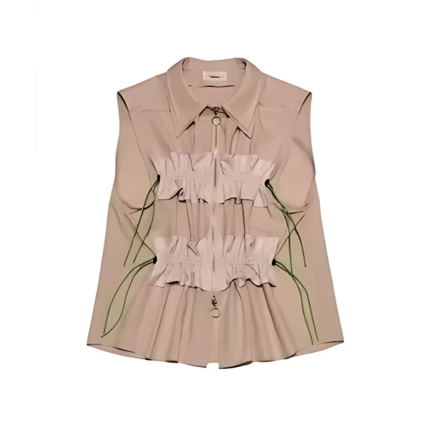 raiMu Frill cord gathered vest