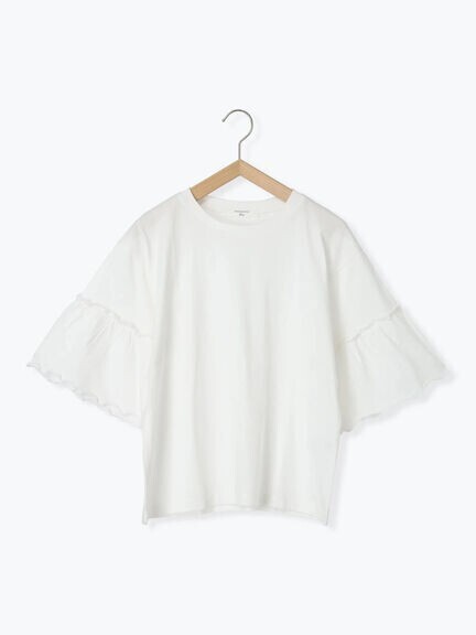 Samansa Mos2 blue フリルスリーブTシャツ