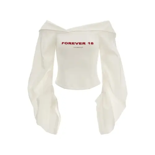 MAMC Off Shoulder Balloon Sleeve Top