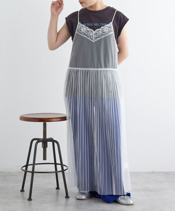 w closet シアーチュールキャミワンピース