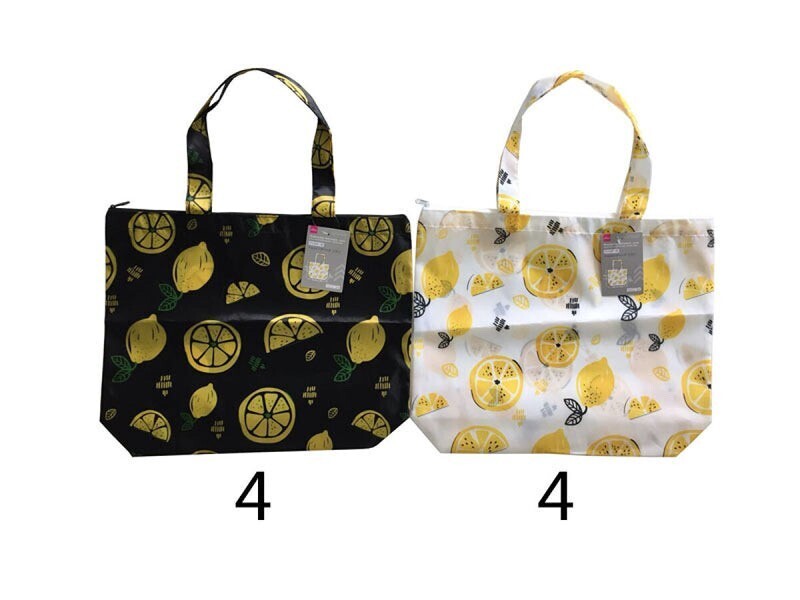 DAISO ショッピングバッグ（ファスナー付、レモン）