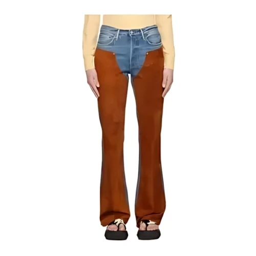 Acne Studios Blue Paneled Leather Pants