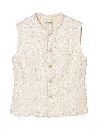 MADISONBLUE CREW NECK VEST RIBBON TWEED