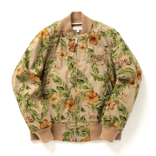 Engineered Garments Aviator Jacket - C/L Froral Print - Khaki