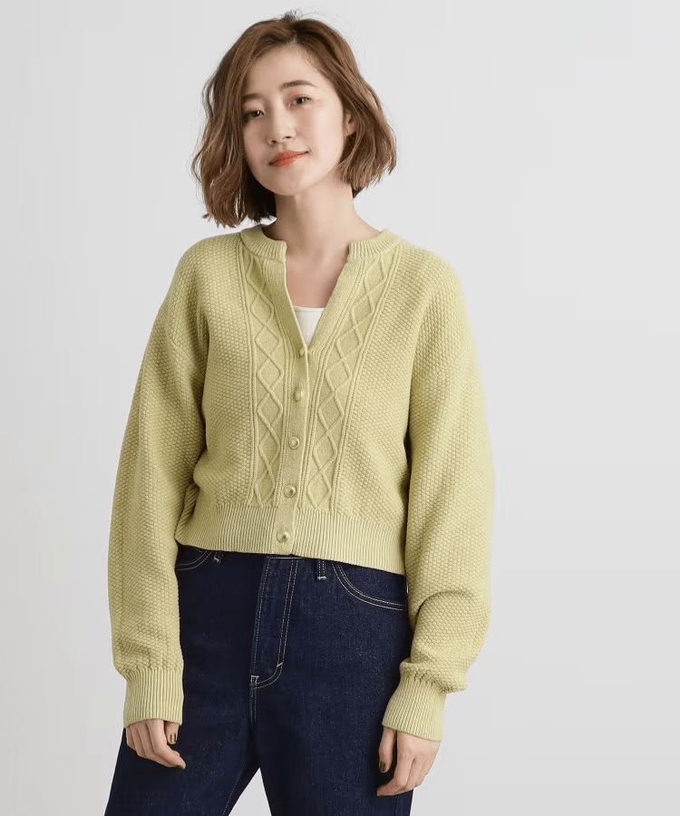 grove スリットネッククロップドカーディガン