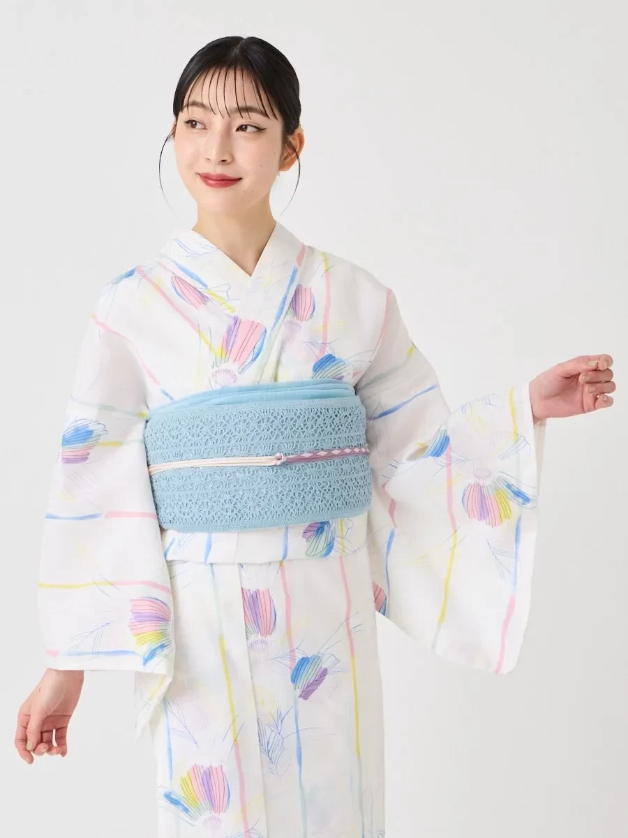 ふりふ 浴衣単品「 ハナウタ・relume ぬり絵 」