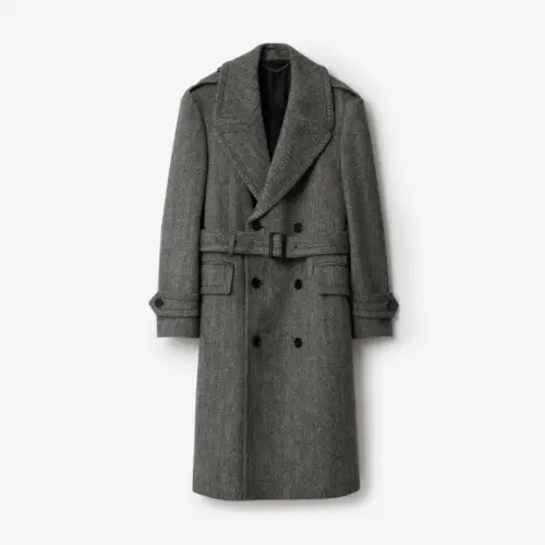 BURBERRY ロング ヘリンボーンウール トレンチコート