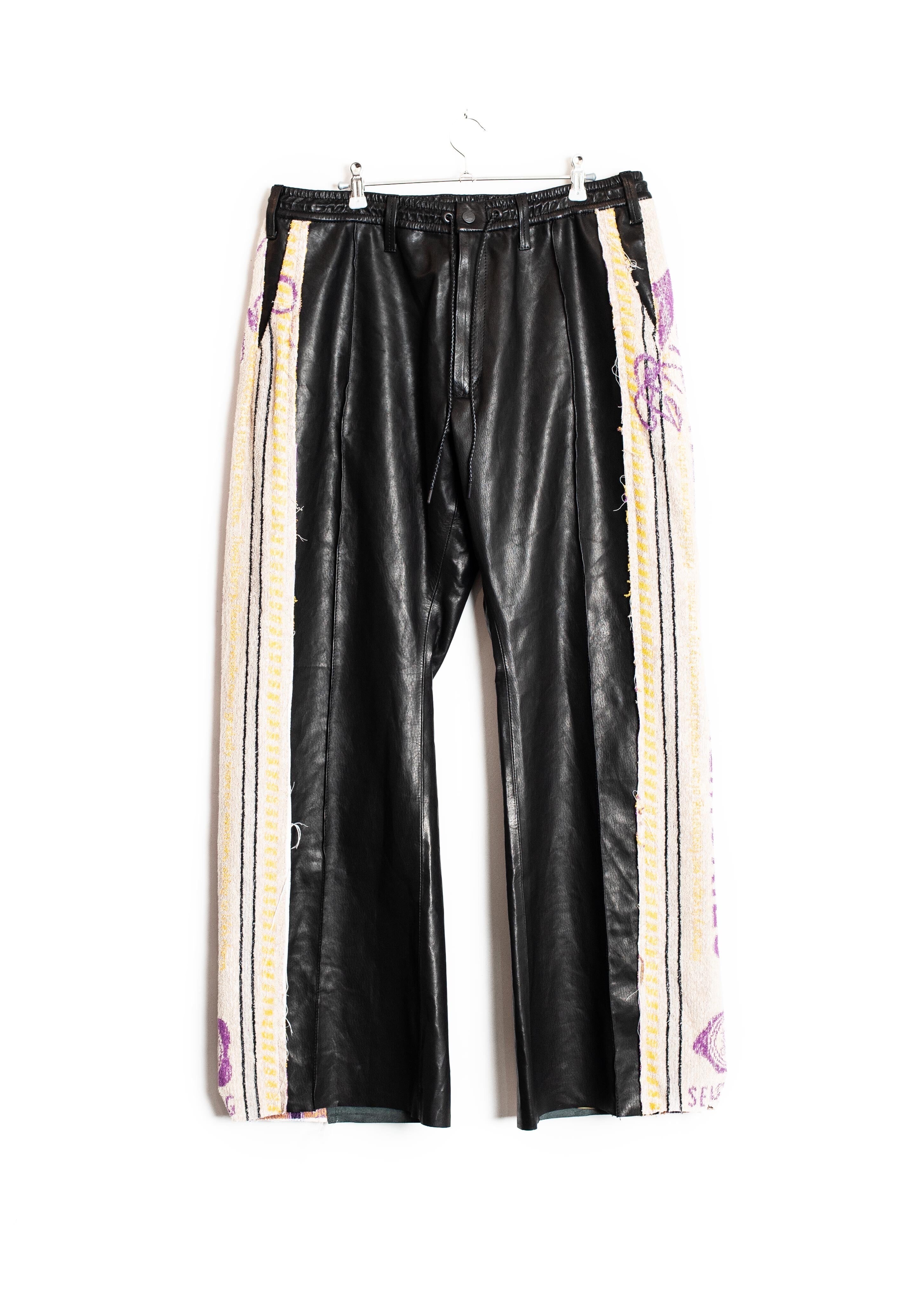 SEVESKIG KEEP OUT Wide Track Cow Leather Pants