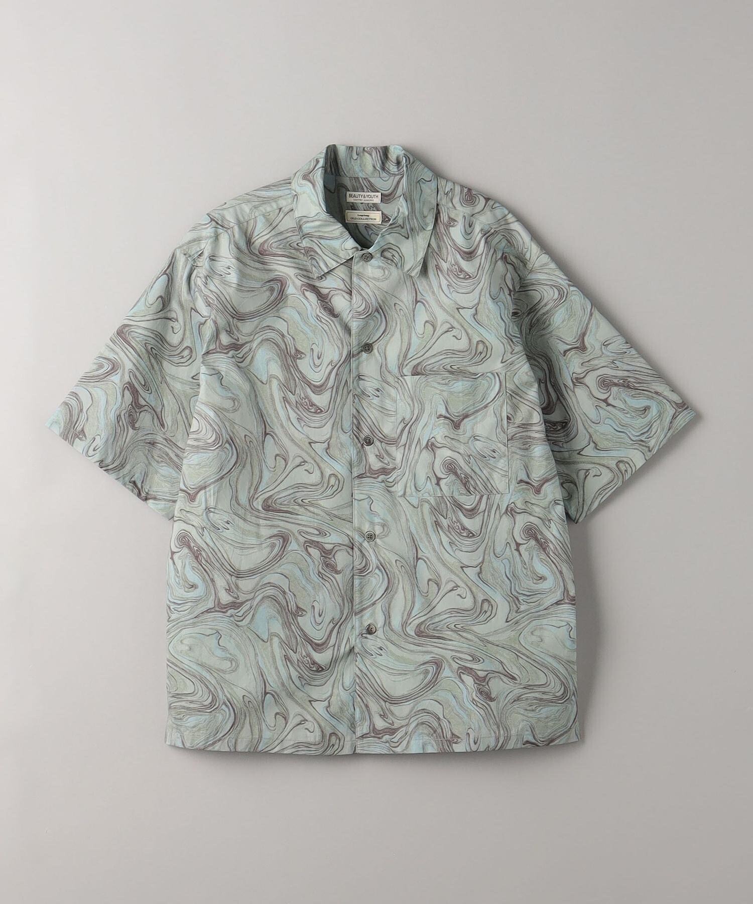 BEAUTY&YOUTH UNITED ARROWS ロンシャン マーブル キャンプカラー グランデシャツ