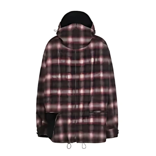 Ground Y CHECKED SHAGGY WOOL ZIPPER POCKET HOODED BLOUSON