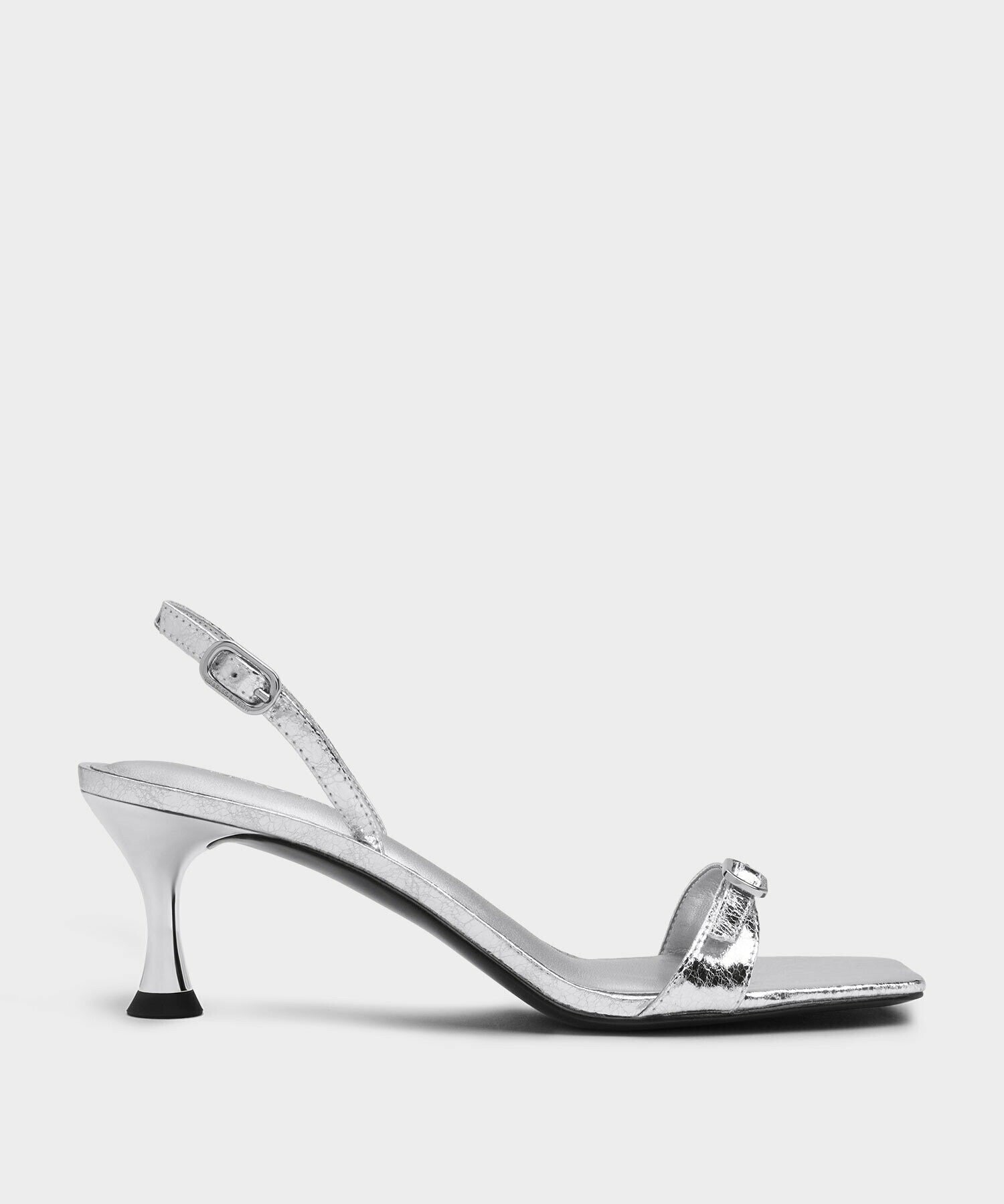 CHARLES & KEITH バックル スリングバックキトゥンヒール