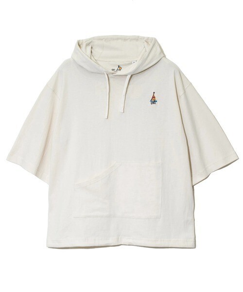 go slow caravan USA/C フードゆったりハーフスリーブTEE