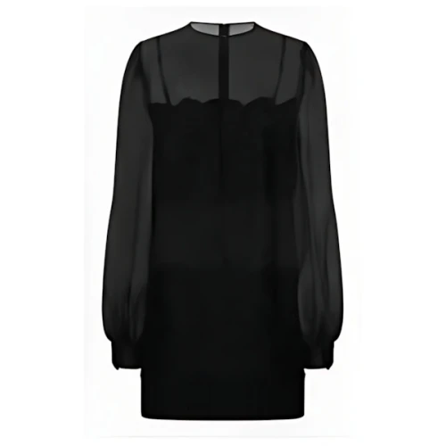 DOLCE & GABBANA Short organza dress with lace inlay