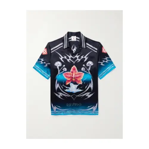 CASABLANCA シルクツイル コンバーチブルカラーシャツ