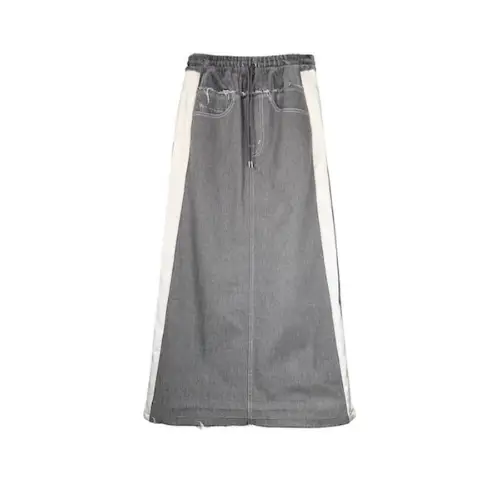THE KEIJI HYBRID DENIM VELOUR SKIRT