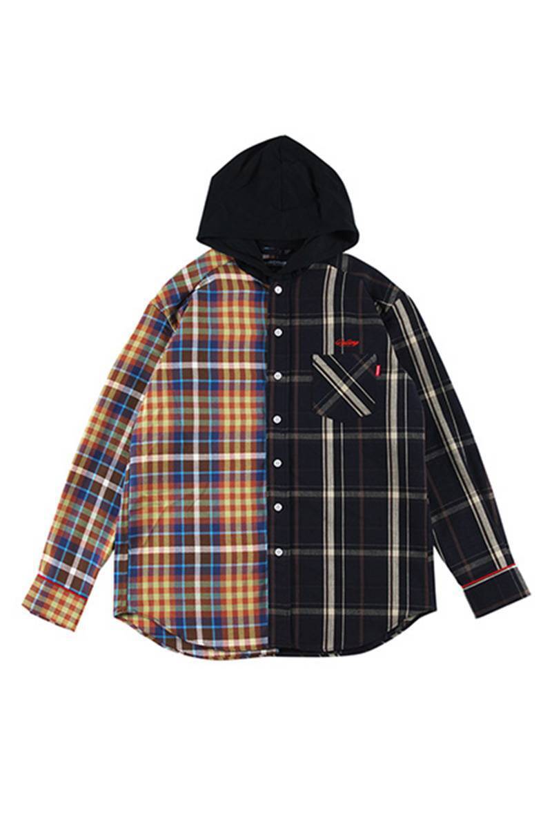 ROLLING CRADLE HOOD CHECK SHIRT / BLA