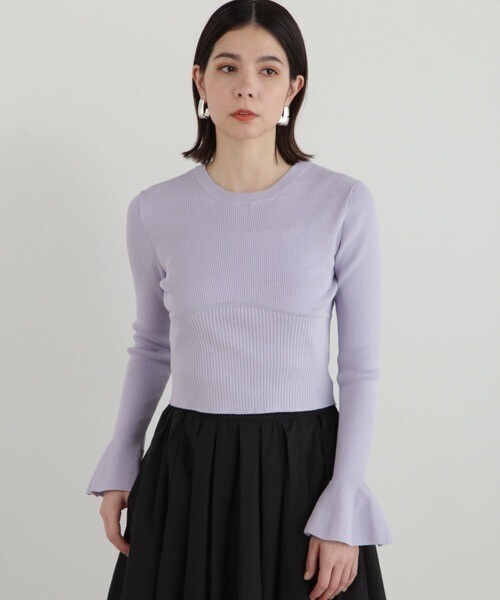 JILL STUART バストパイピングリブニット